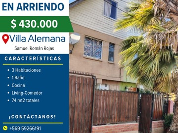 Arriendo Mensual / Casa / Villa Alemana