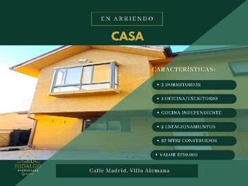 Arriendo Mensual / Casa / Villa Alemana