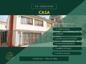 Arriendo Mensual / Casa / Viña del Mar