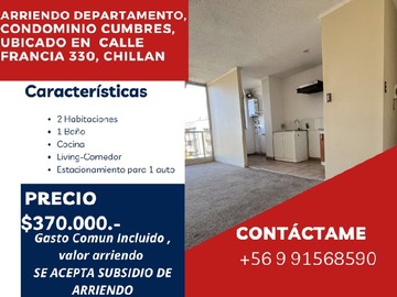Arriendo Mensual / Departamento / Chillán