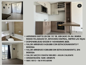 Arriendo Mensual / Departamento / Estación Central