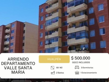 Arriendo Mensual / Departamento / Hualpén