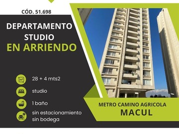 Arriendo Mensual / Departamento / Macul