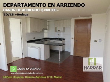 Arriendo Mensual / Departamento / Macul