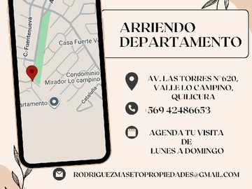 Arriendo Mensual / Departamento / Quilicura