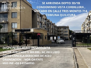 Arriendo Mensual / Departamento / Quilicura