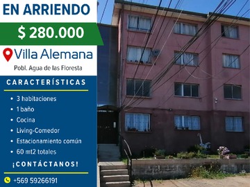 Arriendo Mensual / Departamento / Villa Alemana