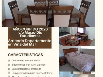 Arriendo Mensual / Departamento / Viña del Mar