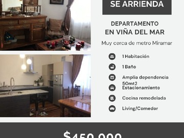 Arriendo Mensual / Departamento / Viña del Mar