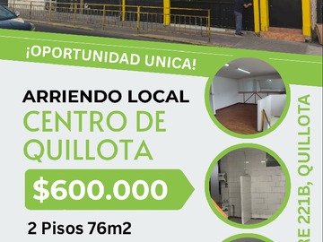 Arriendo Mensual / Local Comercial / Quillota