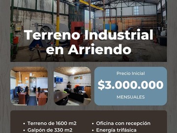Arriendo Mensual / Terreno Industrial / Coronel