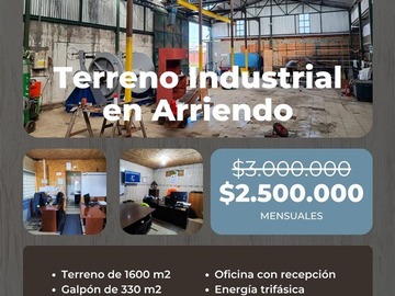 Arriendo Mensual / Terreno Industrial / Coronel