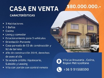 Venta / Casa / Colina