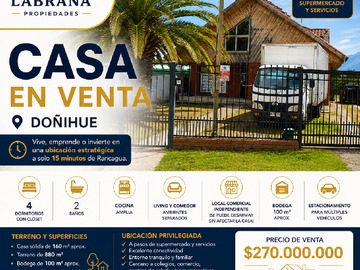 Venta / Casa / Doñihue