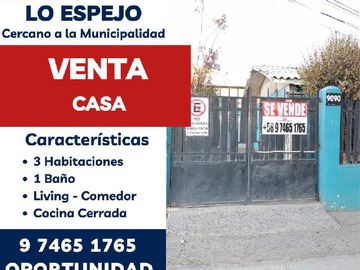 Venta / Casa / Lo Espejo