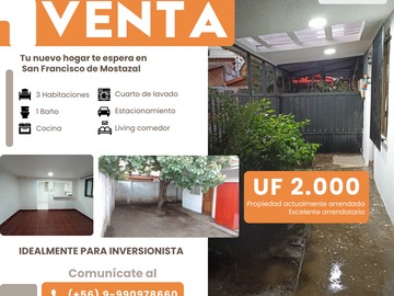 Venta / Casa / Mostazal