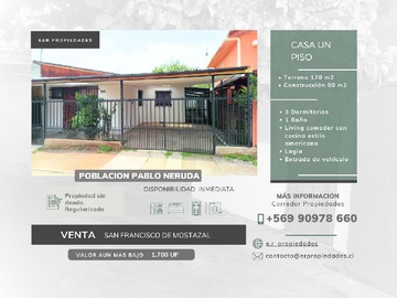 Venta / Casa / Mostazal