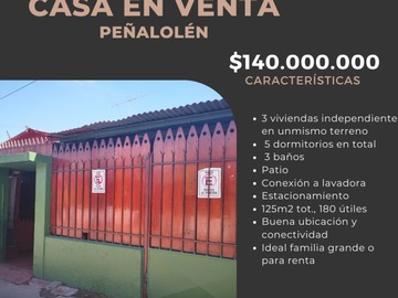 Venta / Casa / Peñalolén