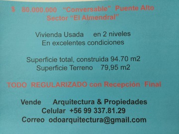 Venta / Casa / Puente Alto