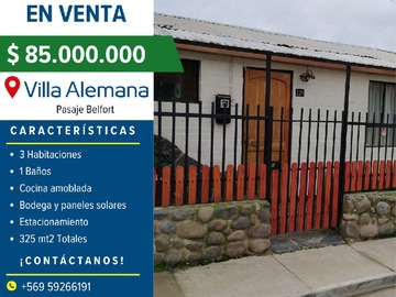 Venta / Casa / Villa Alemana