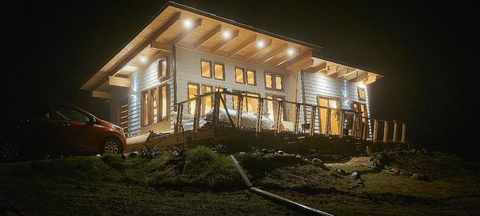Iluminación nocturna en Casa Mirador Las Loicas