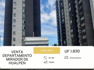 Venta / Departamento / Hualpén