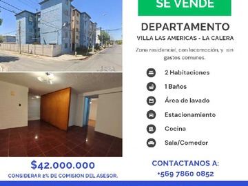 Venta / Departamento / La Calera