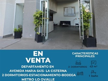 Venta / Departamento / La Cisterna