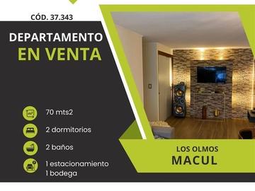 Venta / Departamento / Macul