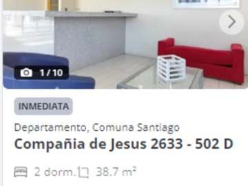 Venta / Departamento / Santiago