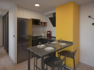 Cocina equipada estilo americano con equipamiento eléctrico