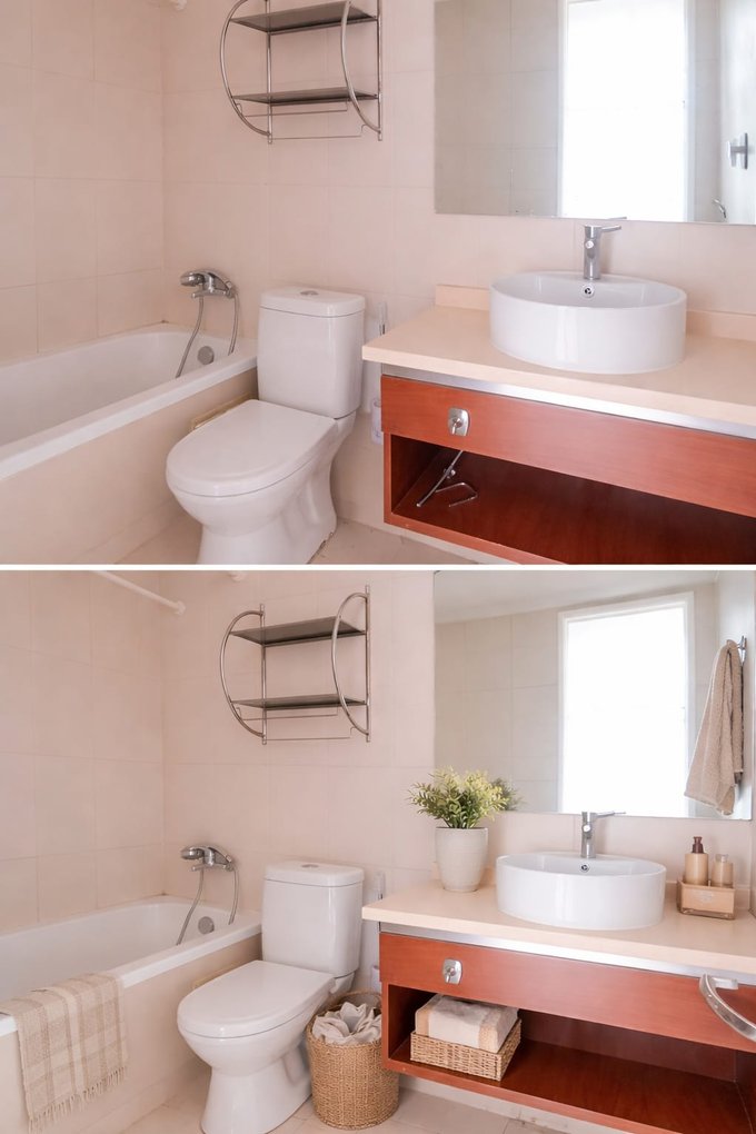 Baño real y balo amoblado con ia