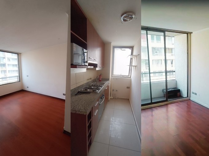 living, dormitorio y cocina