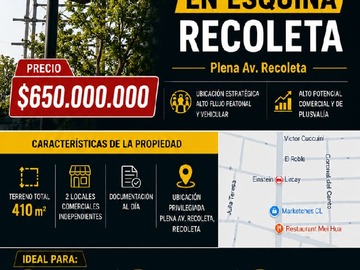 Venta / Local Comercial / Recoleta