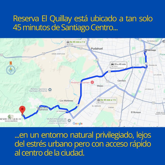 A 45 minutos de Santiago Centro