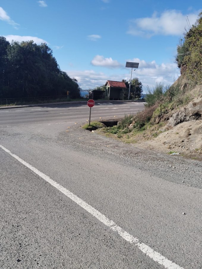 Cruce, conexión asfalto, ruta costera.