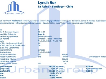 Venta / Terreno / La Reina